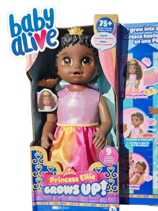 NEW Baby Alive Princess Ellie Grows Up Black Hair Doll 18" African American She - Picture 1 of 15